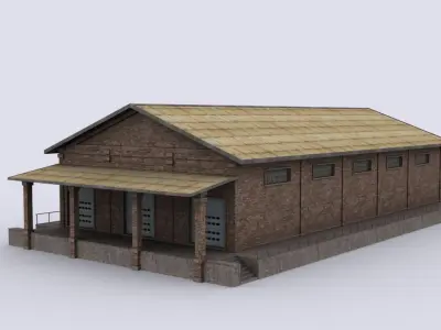 Production warehouse Low-poly 3D model