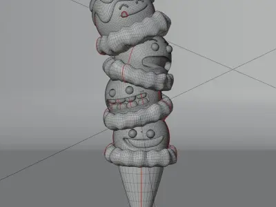 Octopus Ice Cream Low-poly 3D model