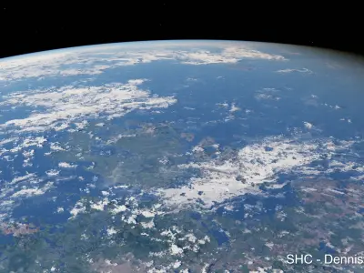 Large scale procedural planet with 3D cities and vegetation 3D model