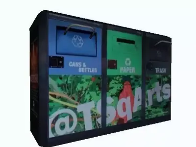 New York Green Trash Can Free low-poly 3D model