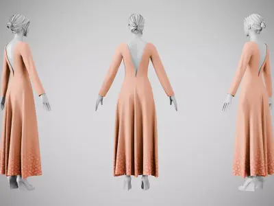 Dress 35 Light Salmon Low-poly 3D model