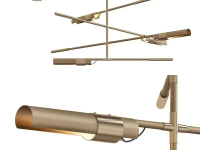 Koben light fixture with four metal rods 3D model