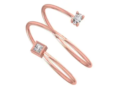 Solitaire Women Spiral Princess Oval Stone Band Ring 3D print model