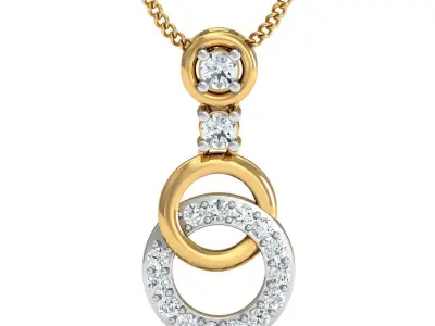 pendant round diamond in gold 3D print model