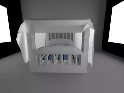 Cinderella Bed with string light Free low-poly 3D model