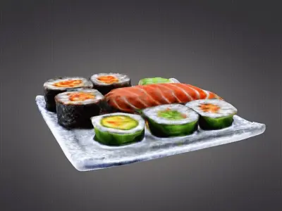 Sushi rolls plate 3D print model