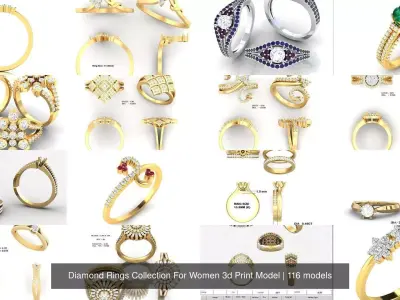 Diamond Rings Collection For Women 3d Print Model 3D Model Pack