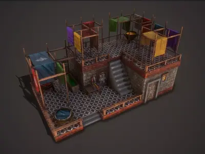 Medieval Tailor Shop Low-poly 3D model