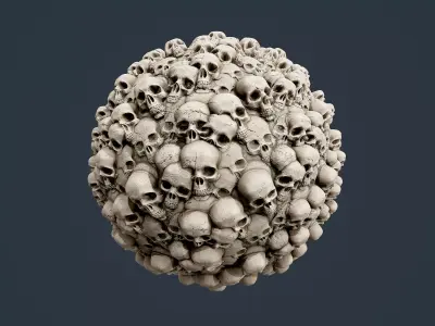 Skull Bones Horror Seamless PBR Texture 01 Texture