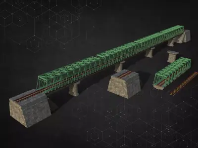 Rail Iron Bridge Modular Type one 3D model