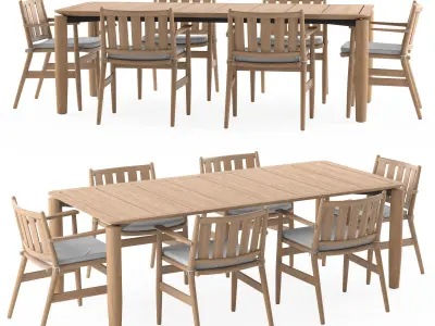 Levante Table and Chairs 3D model