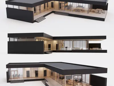 Villa house Collection 4 models 3D Model Pack