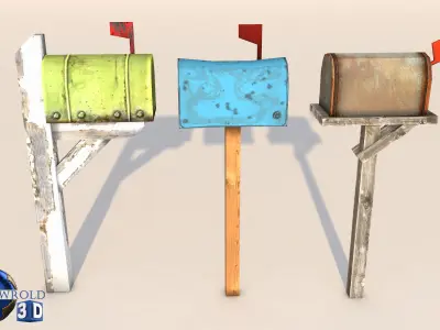 Realistic Mailbox collection pack lowpoly 3d model Low-poly 3D model