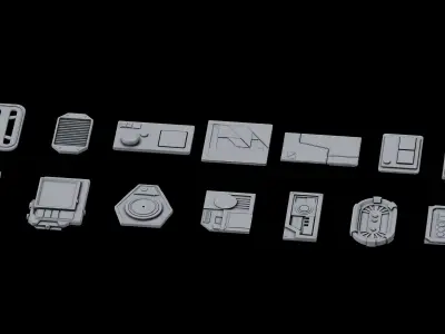 Sci-fi Kitbash - Star Wars props details plates Low-poly 3D model