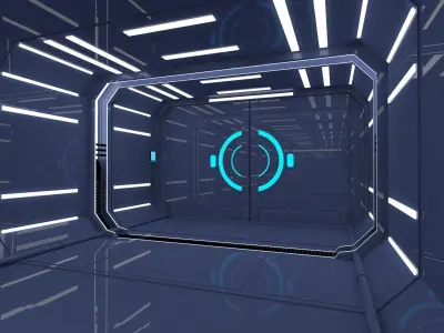 Sci fi Corridor Low-poly 3D model