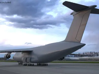 Strategic Airlift Jet with Extended Landing Gear Dark Gray Simplified 