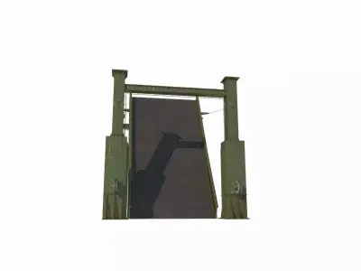 Modern architectural steel suspension bridge 3D model