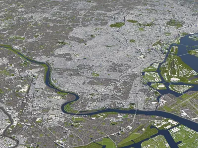 Tokyo Japan 50x50km 3D City Map 3D model