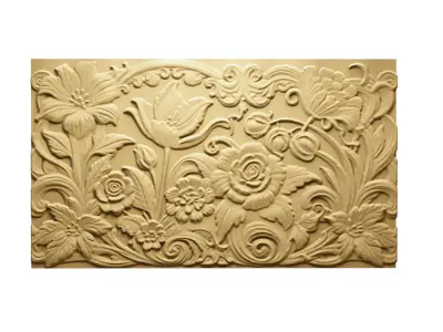 Modern Wall Panel Relief for CNC and 3D Printing 2000x1500x22mm 3D model