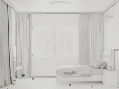 Modern minimalist bedroom 3D model