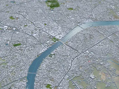 Palembang South Sumatra Indonesia 30km Low-poly 3D model