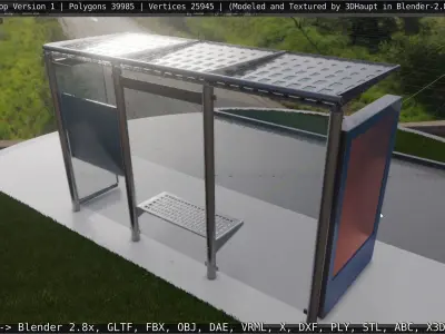 Bus Stop Version 1 Low-poly 3D model