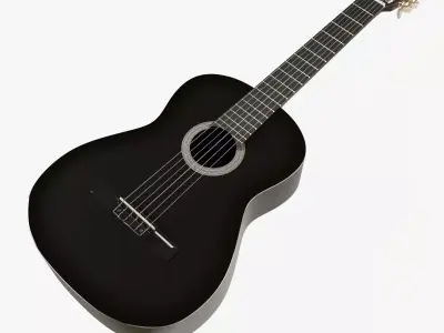 Black Acoustic Guitar 3D model