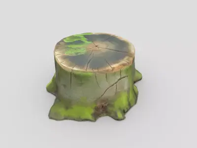 Tree Stump  Mossy Low-poly 3D model