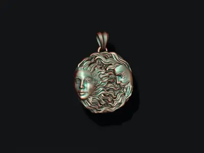 Sun and moon pendant 3D print model