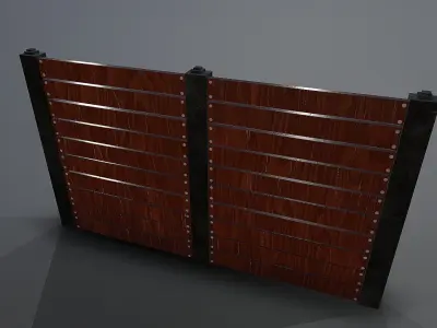 Dark wood fence Low-poly 3D model