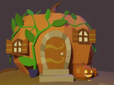 Pumpkin Cottage Low-poly 3D model