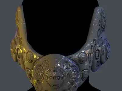 Gas mask helmet scifi Low-poly character  game space printable Low-poly 3D model