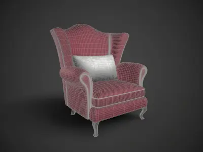 Wingback Chairs 003 Low-poly 3D model