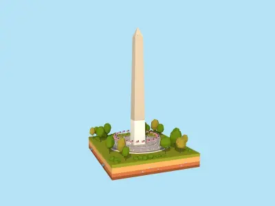 Cartoon Low Poly USA Washington Monument Low-poly 3D model