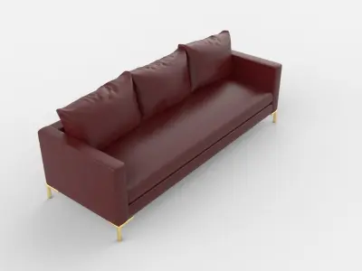 Modern Minimalist Couch with Gold Legs - 3D Model 3D model