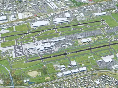 John Glenn Columbus International Airport 10km Low-poly 3D model