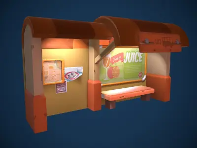 Bus Stop  Low-poly 3D model