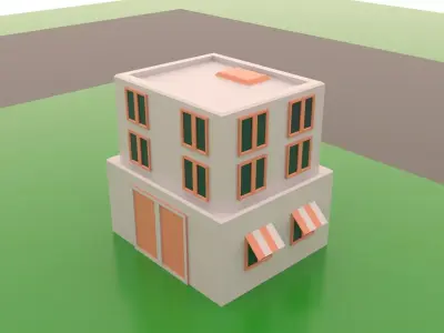 Low poly house building Free low-poly 3D model