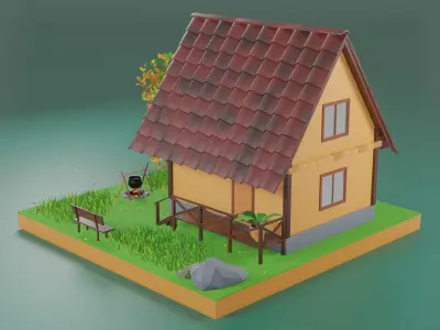 Forest House Scene 3D model