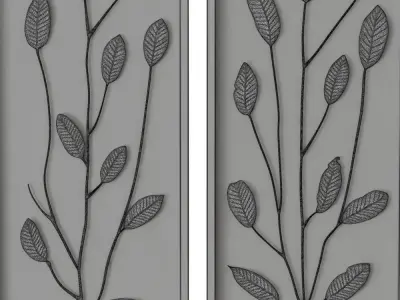 Gold Leaf and Linen Panels Artwork 3D model