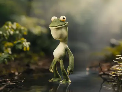 Cartoon Frog Blender 3D model