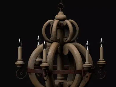 Medieval Stone Chandelier Low-poly 3D model