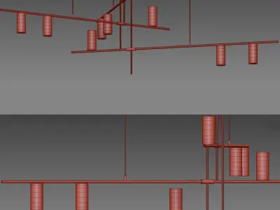 Mid Century Modern Suspension Chandelier 3D model