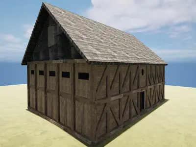 Mega Celtic Medieval Tavern Two Storey Exterior Interior 3D model