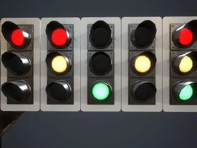 Traffic Light Low-poly 3D model 12