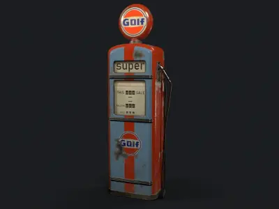 Vintage Oil Pump Low-poly 3D model