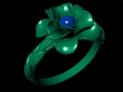 Women Ring 12 light weight single diamond women flower ring 3D print model