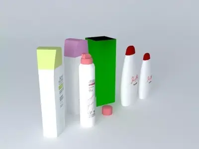 Set of Shampoos Glass Packaging Free 3D model