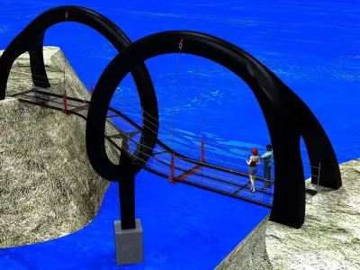 Bridge over body of water Free 3D model