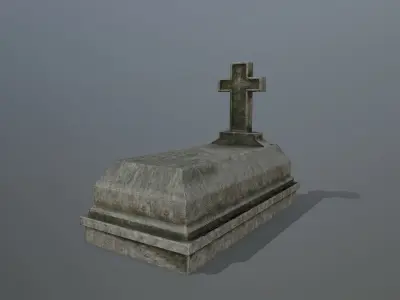 Tombstone Set two wooden coffins Low-poly 3D model